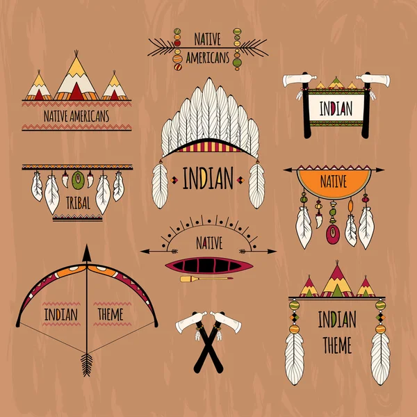 Tribal labels set colored — Stock Vector