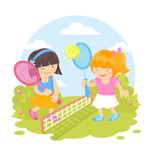 Meisjes met tennis — Stockvector