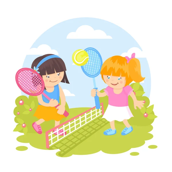 Girls playing tennis — Stock Vector