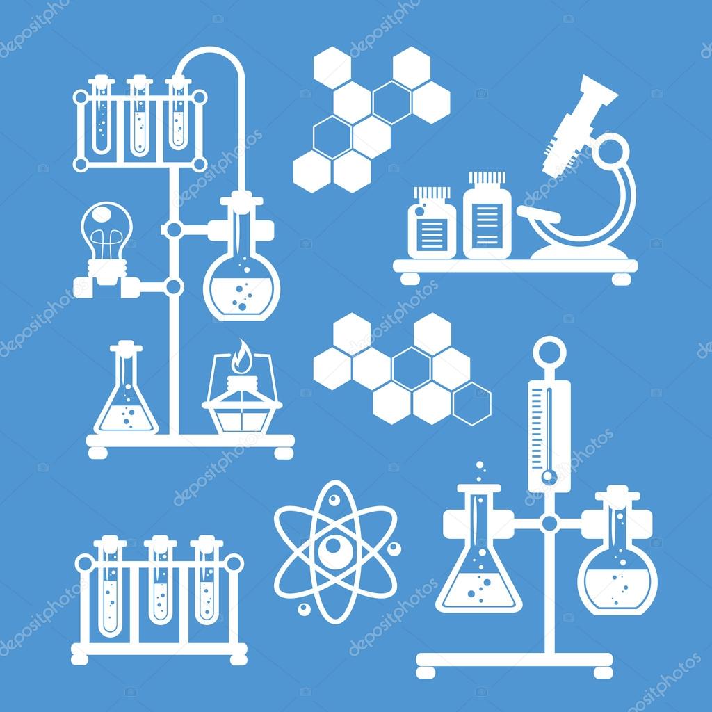 Chemistry decorative icons set