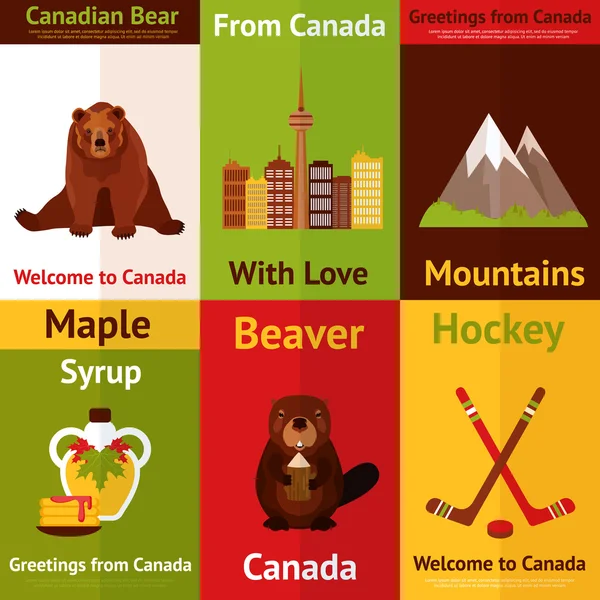 Канадский набор мини-плакатов — стоковый вектор