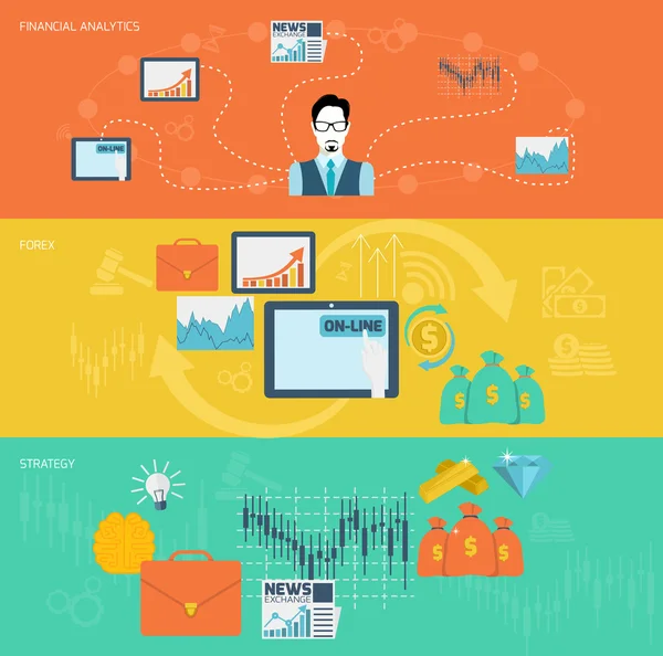 Набір банерів для обміну фінансами — стоковий вектор
