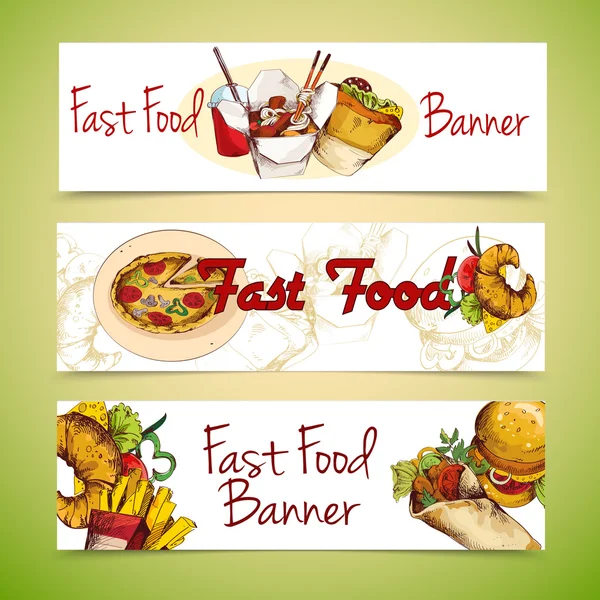 Banners de fast food — Vetor de Stock
