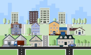Residential house buildings clipart
