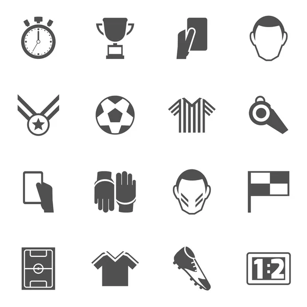 Iconos de fútbol negro — Vector de stock