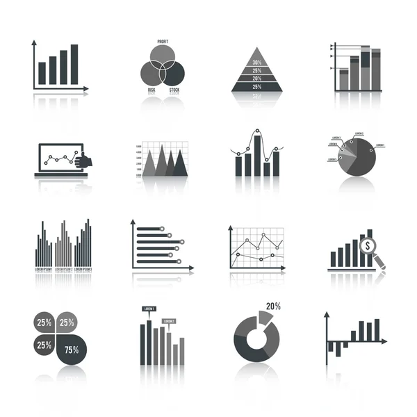 Conjunto de iconos de gráfico empresarial — Vector de stock