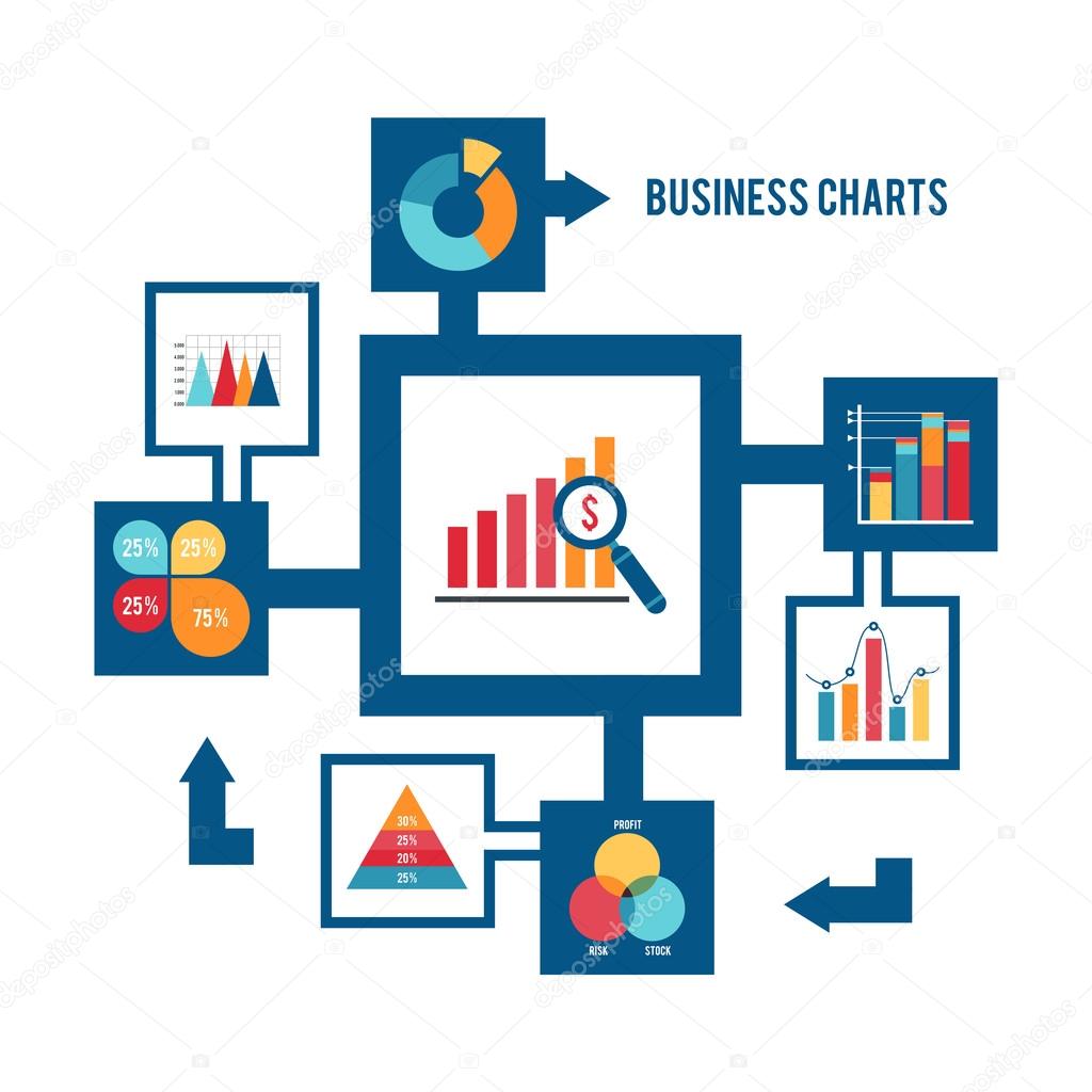 Business chart icons set