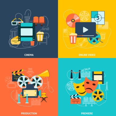 Cinema flat icons composition clipart
