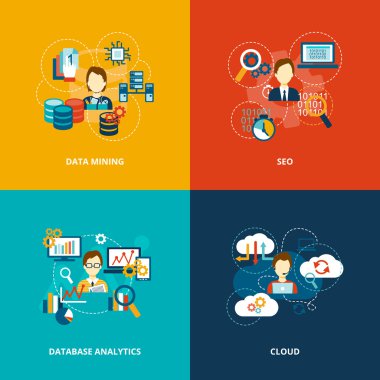 veritabanı analytics simgeler düz