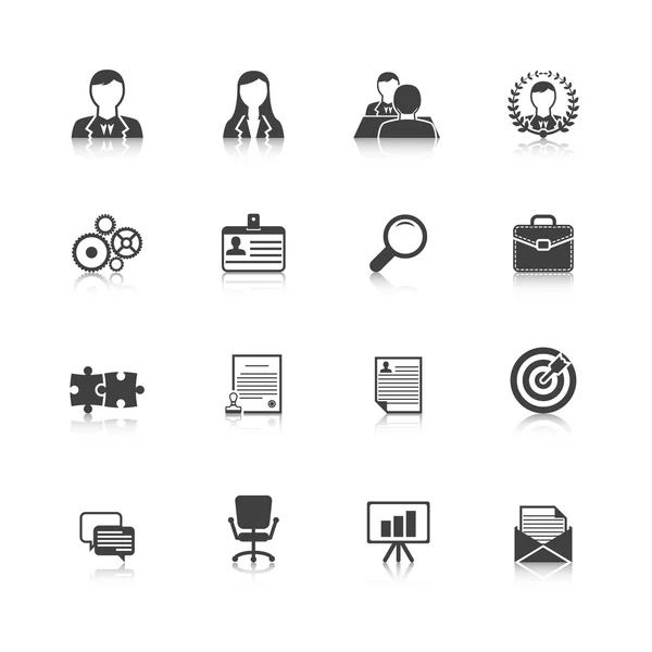 Human resources black icons set — Stock Vector