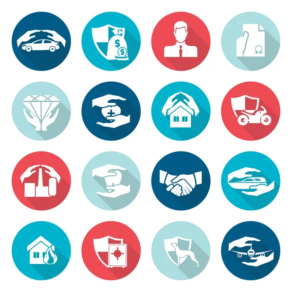 Insurance icons flat — Stock Vector