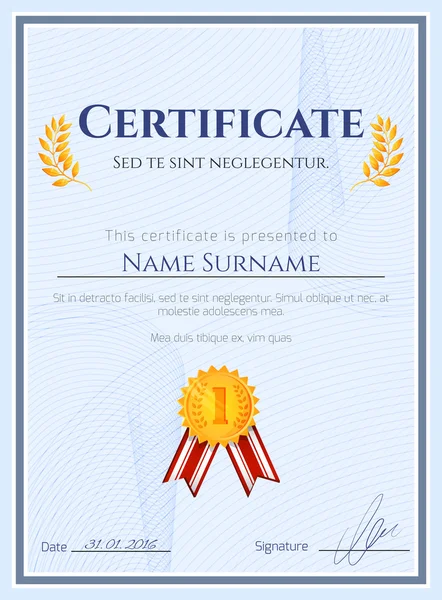 Certificado de ganador con sello — Vector de stock