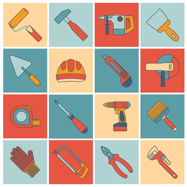 Repair construction tools flat line — Stock Vector