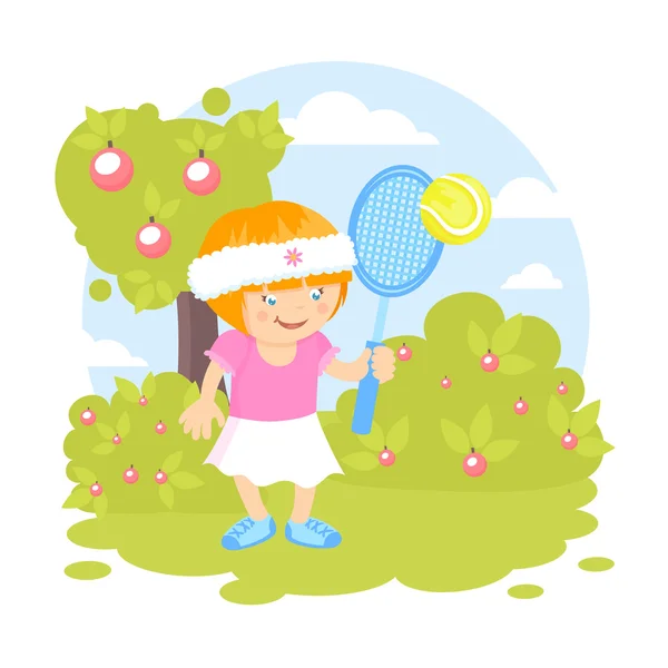 Flicka spelar tennis — Stock vektor