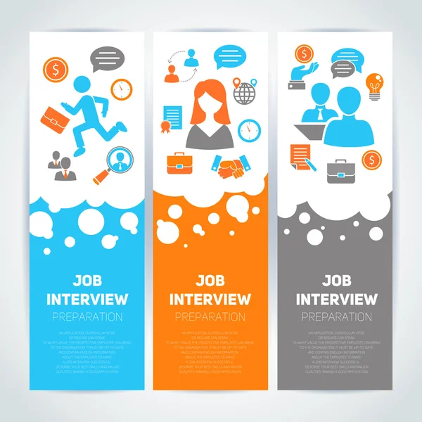 Trabajo entrevista plana banner conjunto — Vector de stock