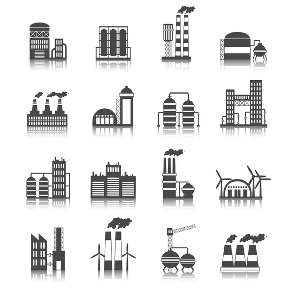 Industrieel gebouw pictogrammen — Stockvector