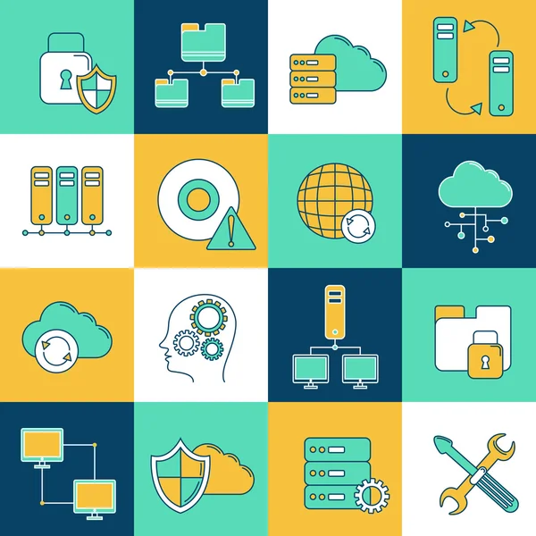 Network and server icon set — Stock Vector