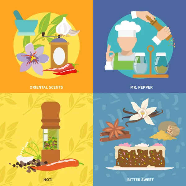 Spices icons flat — Stock Vector