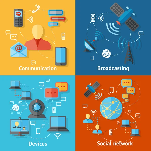 Conjunto de ícone plano de comunicação — Vetor de Stock