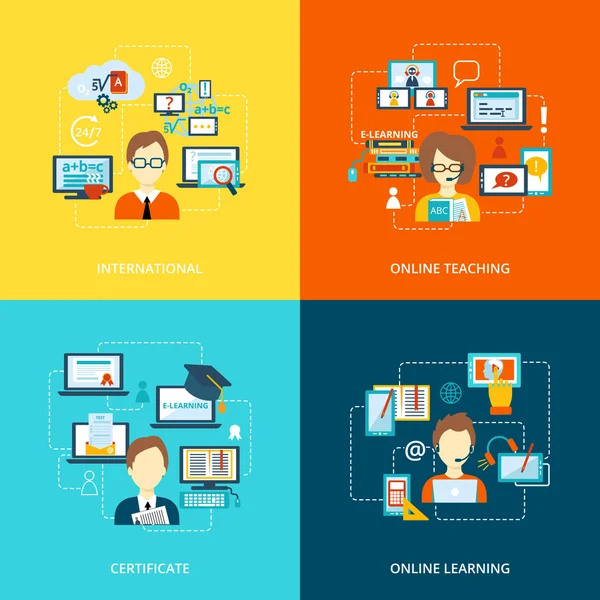 E-learning ikona plochý — Stockový vektor