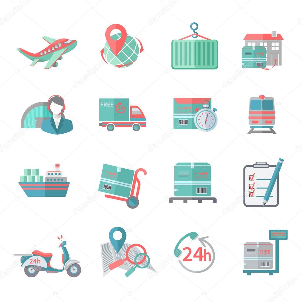 Logistic icons set flat