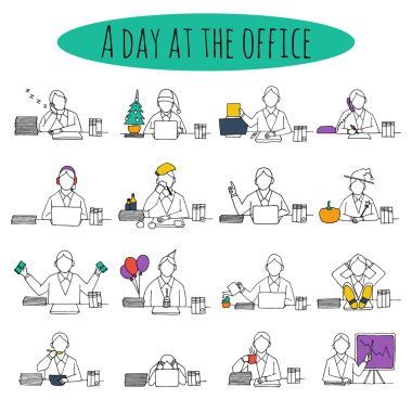People at office desk clipart