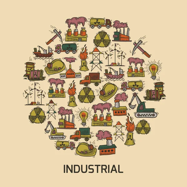 Conjunto de bocetos industriales — Vector de stock