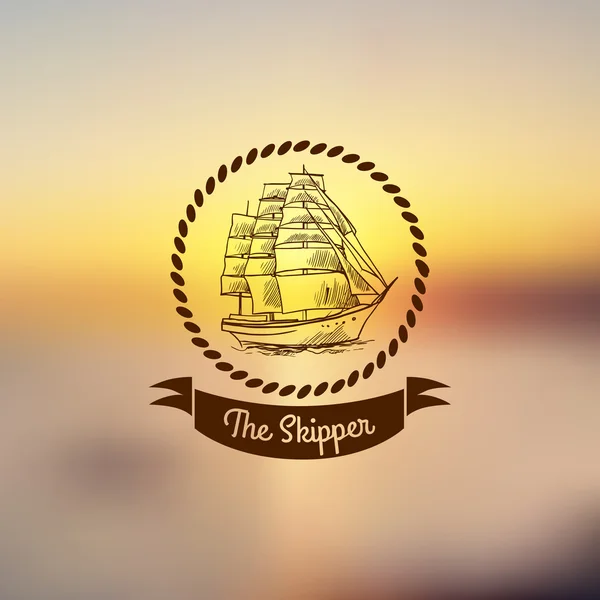 Ship emblem on light background — Stock Vector