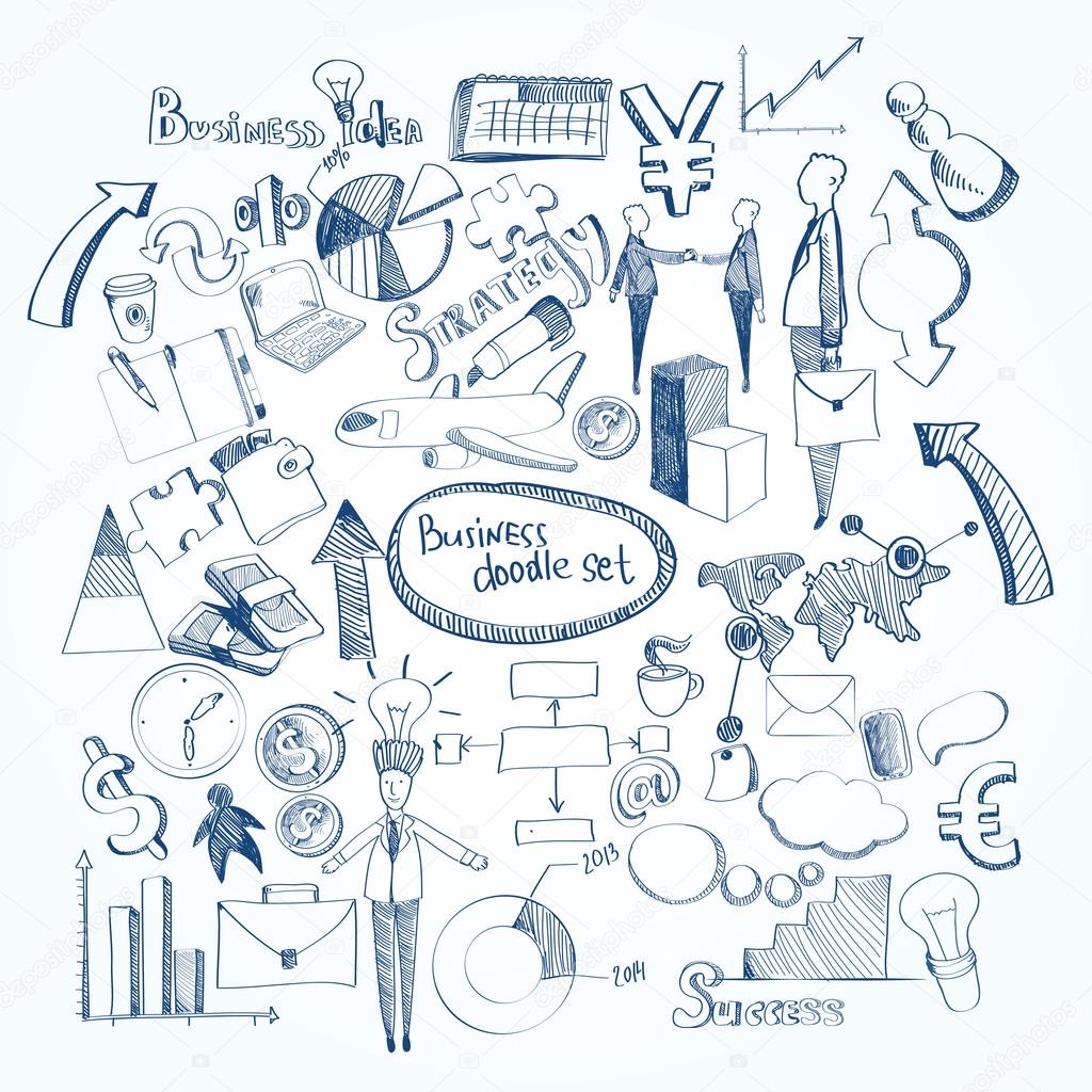 Business doodle set