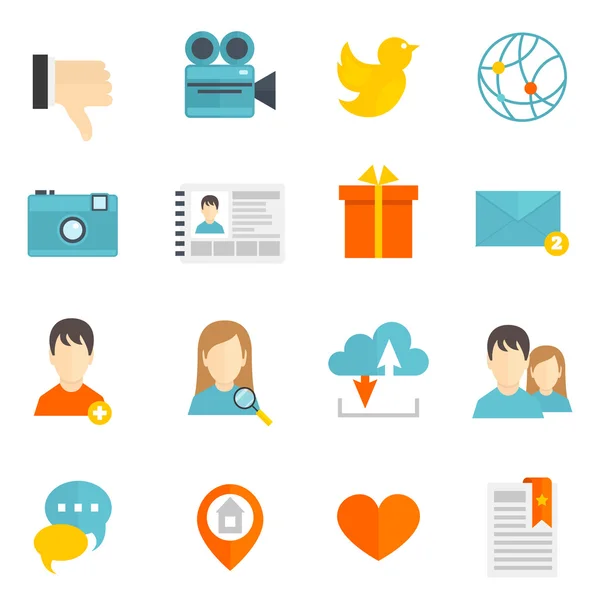 Social icons set flat — Stock Vector