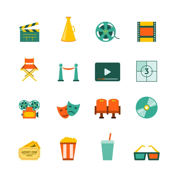 Cinema Flat Icons Set — Stock Vector