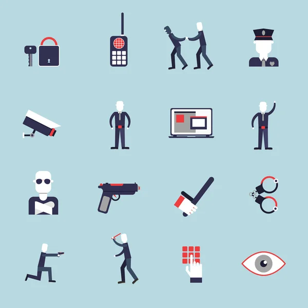 Security guard flat icons — Stock Vector