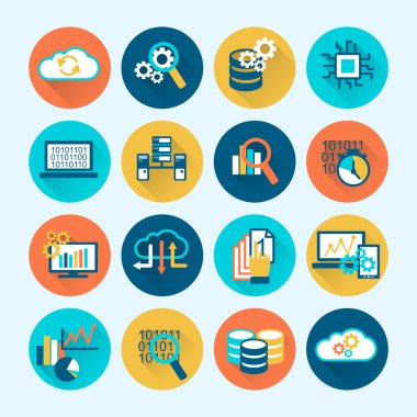 veritabanı analytics simgeler düz