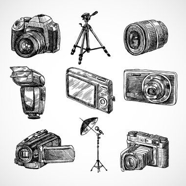 Kamera kroki Icons set