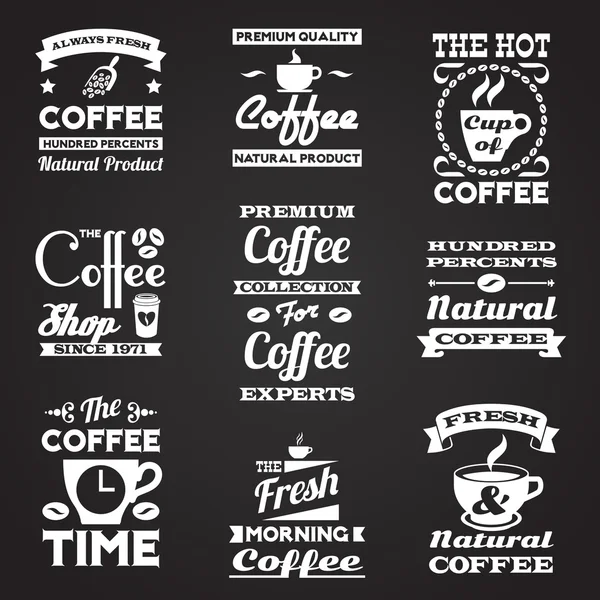 Coffret étiquettes vintage café — Image vectorielle