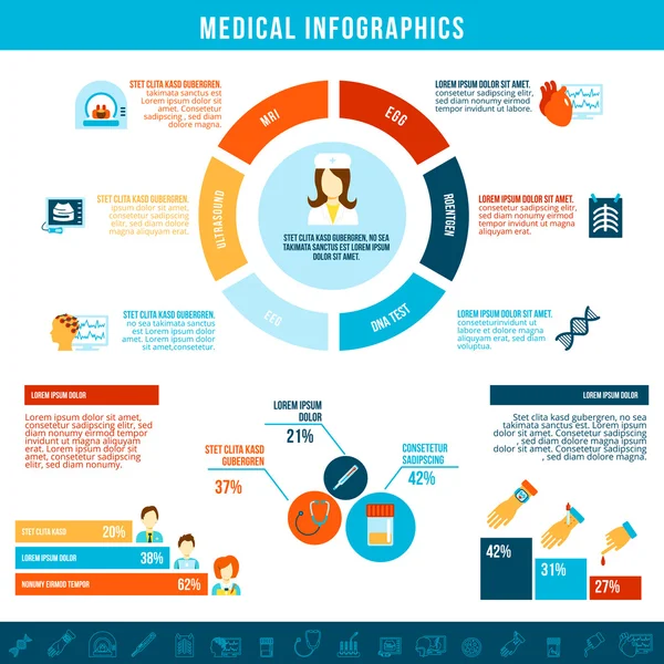 Tıbbi testler infographics — Stok Vektör
