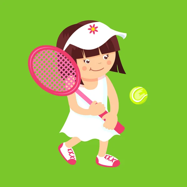 Chica con raqueta de tenis — Vector de stock