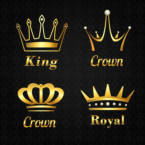 Golden crown labels set — Stock Vector