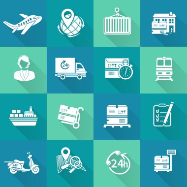 Beyaz lojistik Icons Set