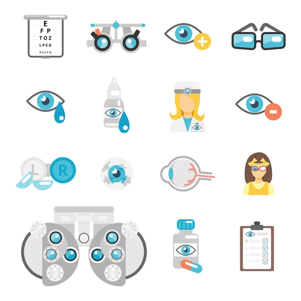 Oculist plat pictogrammen — Stockvector