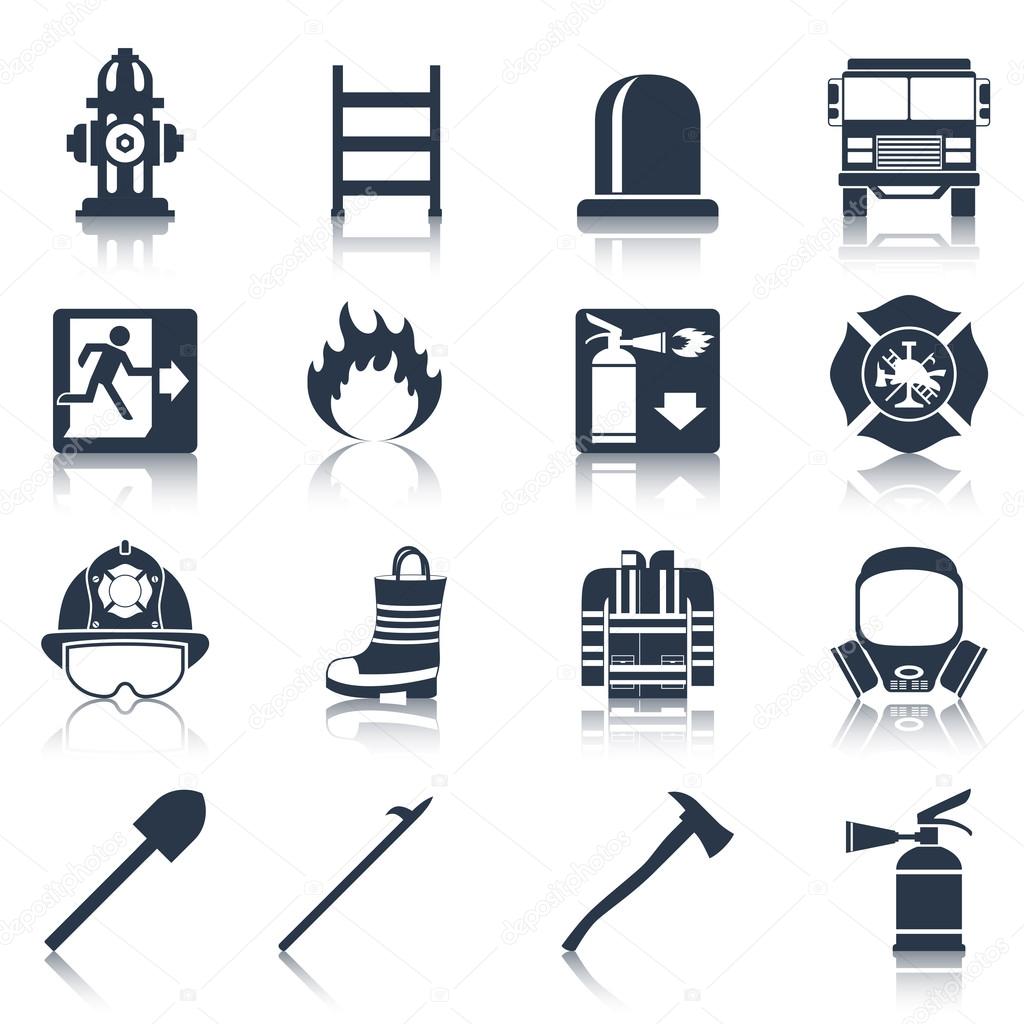 Firefighter Icons Black