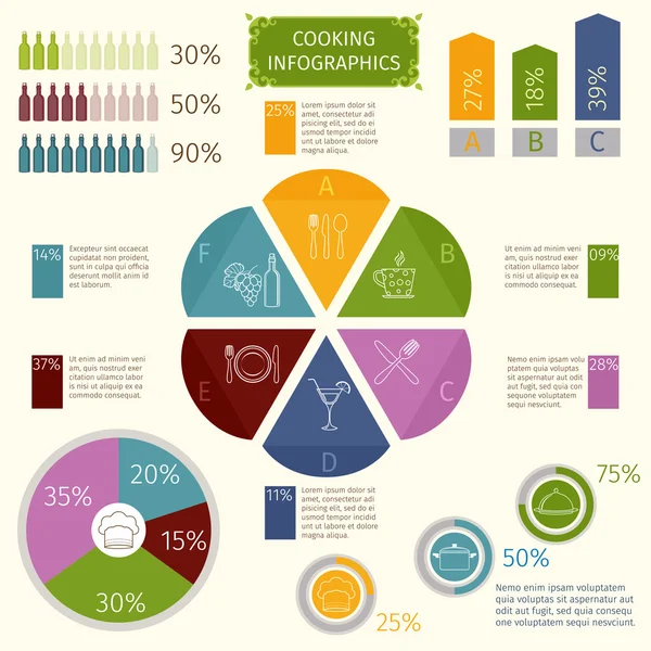 Matlagning infographic ikoner — Stock vektor