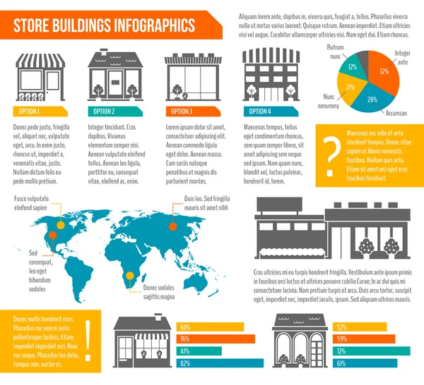 Store byggnad infographic — Stock vektor