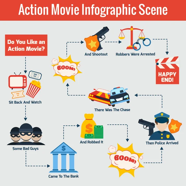 Infográficos de filmes de ação —  Vetores de Stock