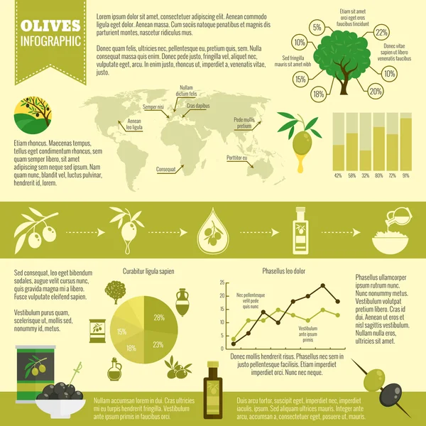 Oliven Infografik Set — Stockvektor