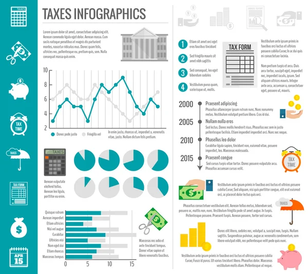 Conjunto de infografías fiscales — Vector de stock