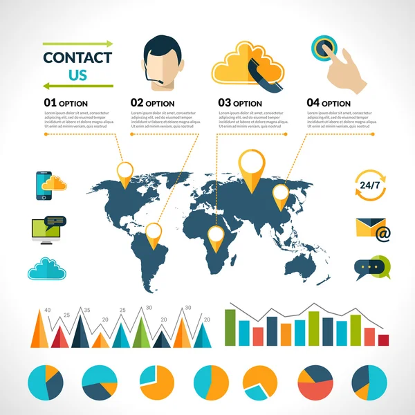 Neem contact op met ons infographics set — Stockvector