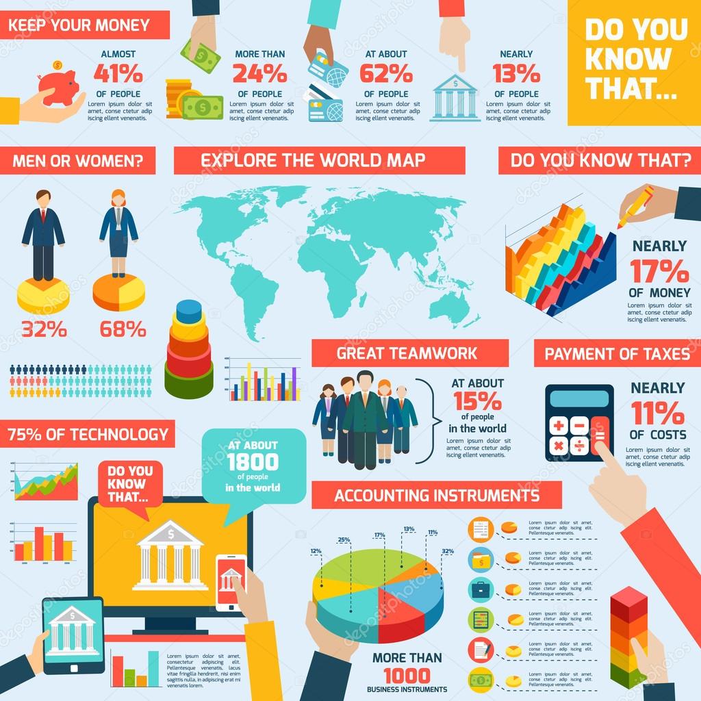 Accounting infographics set