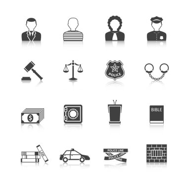 Suç ve cezalar Icons Set