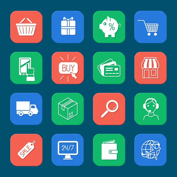 Shopping E-commerce Icons Set — Stock Vector